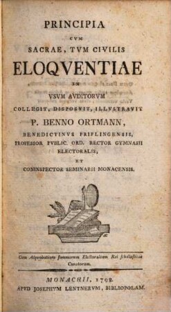 Principia Cvm Sacrae, Tvm Civilis Eloqventiae