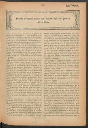 Breves consideraciones con motivo del caso político de la Rioja