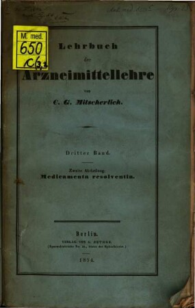 Lehrbuch der Arzneimittellehre. 3. Bd., 2. Abt.