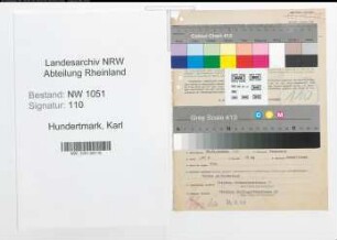 Entnazifizierung Karl Hundertmark , geb. 30.09.1897 (Postbeamter)