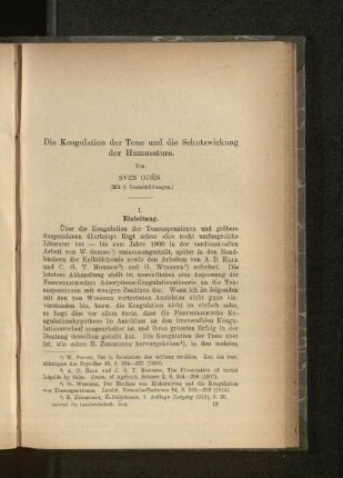 Die Koagulation der Tone und die Schutzwirkung der Humussäure.