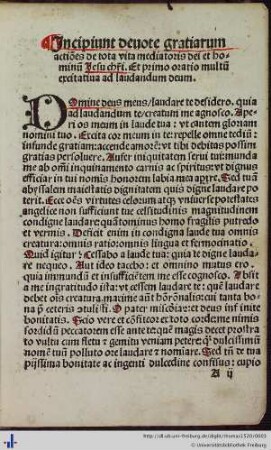 Incipiunt devote gratiarum actio[n]es …