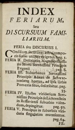 Index Feriarum, ...
