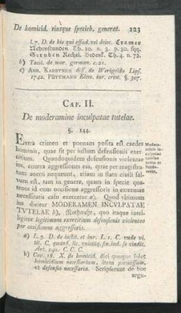 Cap. II. De moderamine inculpatae tutelae
