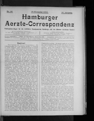 No. 46. 16. November 1913. 16. Jahrgang.