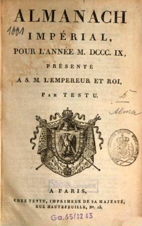 Almanach impérial : annuaire. 1809