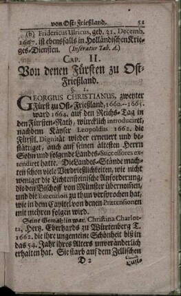 Cap. II. Von denen Fürsten zu Ost-Frießland.