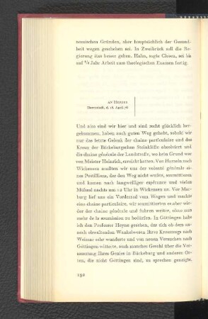 An Herder Darmstadt, den 18. April 1776
