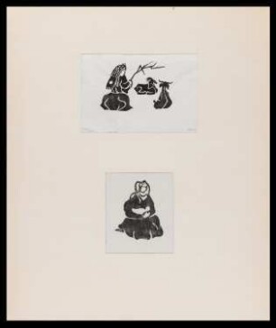 Holzschnitt des Künstlers Uwe Topper, Titel: Hirtin mit Ziegen, 1965