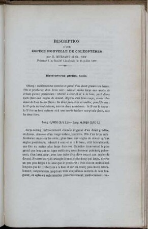 Description D'une Espece Nouvelle De Coleopteres