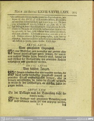 Artic. LXVII. Vom gnugsamen Gezeugniß