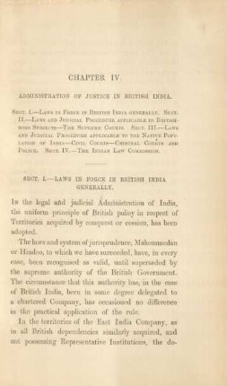 Chapter IV. Administration of justice in British India