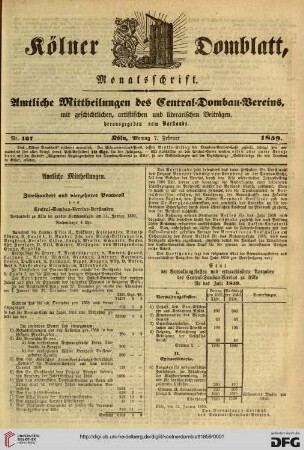 Kölner Domblatt: amtliche Mittheilungen des Central-Dombau-Vereins