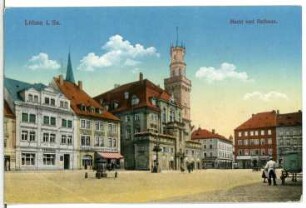 Löbau. Rathaus und Markt