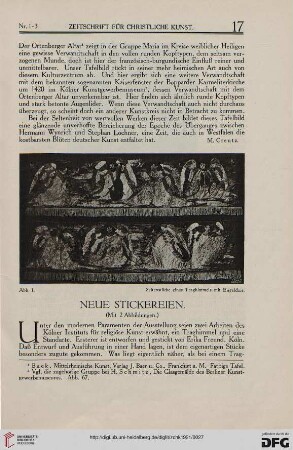 Neue Stickereien