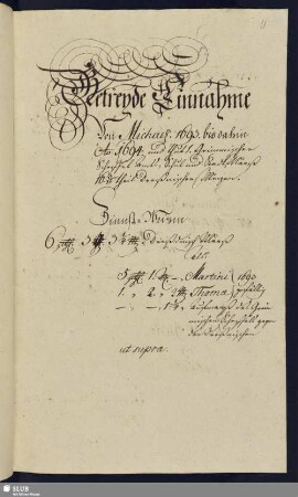 Getreyde Einnahme