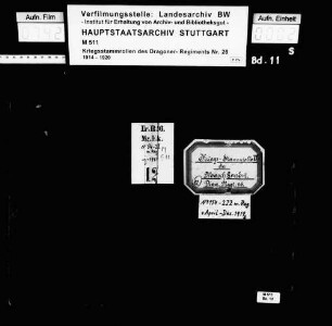 Kriegsstammrolle der Maschinengewehr-Eskadron