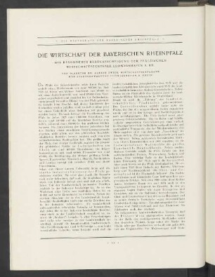Die Wirtschaft Der Bayerischen Rheinpfalz Mit Besonderer Berücksichtigung Der Pfälzischen Wirtschaftszentrale Ludwigshafen A. Rh.