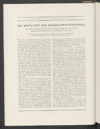 Die Wirtschaft Der Bayerischen Rheinpfalz Mit Besonderer Berücksichtigung Der Pfälzischen Wirtschaftszentrale Ludwigshafen A. Rh.