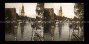 Hafen mit Speicher, Kirche und Personendampfer Brietz