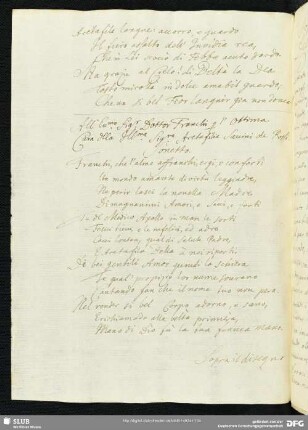 [Text 127: Sonett an Signor Dottor Franchi, Arzt Aretafila Savini Rossis]