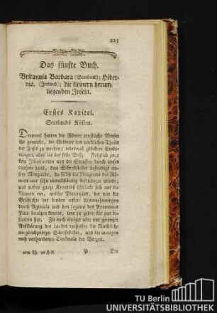 Das fünfte Buch. Britannia Barbara (Scotland); Hibernia. (Ireland); die kleinern herumliegenden Inseln.