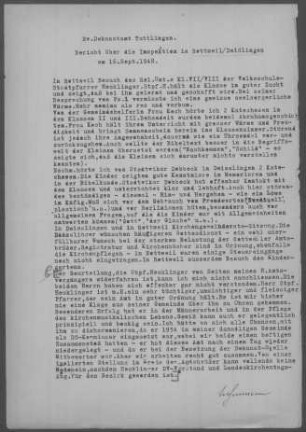 Rottweil mit Diaspora und Deißlingen mit Lauffen/Rottweil: Inspektionsbericht 1948
