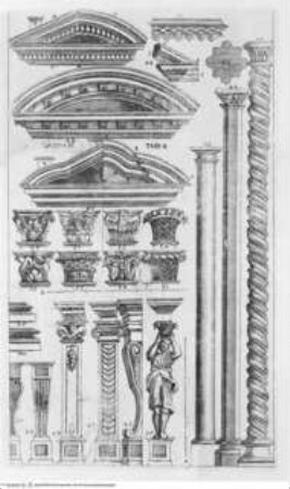 Architettura civile: opera postuma / del Padre D. Guarino Guarini. Neuauflage Torino: Mairese, 1737.Unterschiedliche architektonische Details - Architettura civileLastra XI, Trattato III