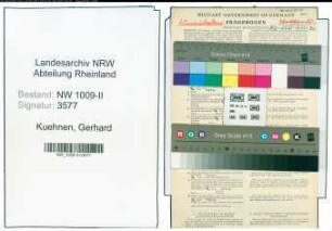 Entnazifizierung Gerhard Kuehnen , geb. 29.08.1913 (Schuhmacher)