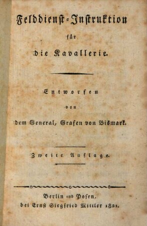 Felddienst-Instruktion für die Kavallerie