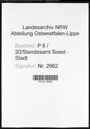 Sterberegister Standesamt Soest