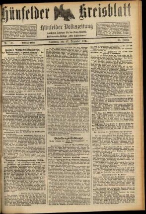 Dritte Ausgabe vom Samstag, den 17. Dezember 1927.
