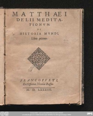 Meditationes de historia mundi.