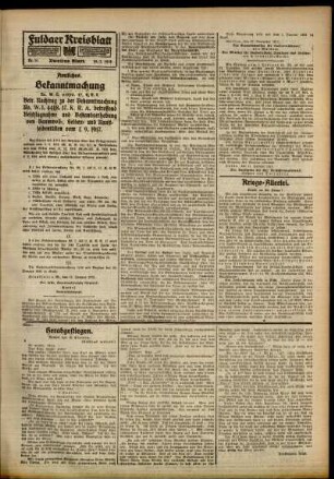 Zweite Ausgabe vom Samstag, den 19. Januar 1918.
