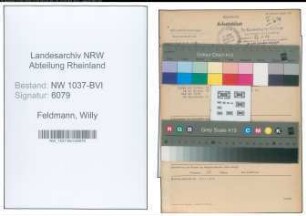 Entnazifizierung Willy Feldmann , geb. 05.08.1905 (Kaufm.Angestellter)