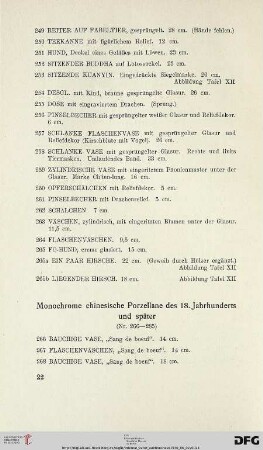 Monochrome chinesische Porzellane des 18. Jahrhunderts und später (Nr. 266-285)