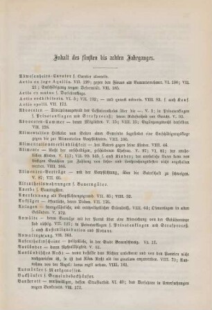 Inhalt des fünften bis achten Jahrganges