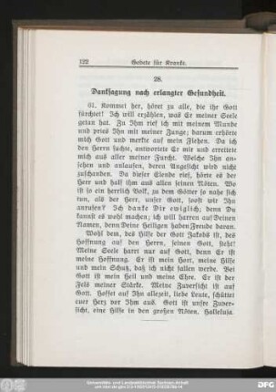 28. Danksagung nach erlangter Gesundheit.