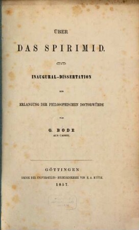 Über das Spirimid : Inaugural-Dissertation