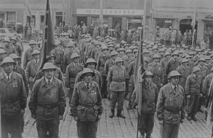 Demonstration der Kampfgruppen des Eisenwerks Erla in Schwarzenberg