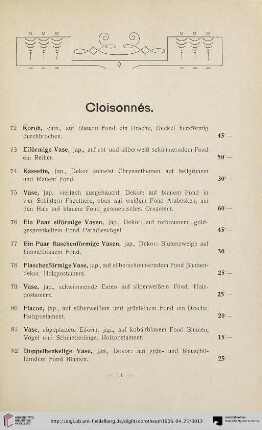 Cloisonnés (Nr. 72-95)
