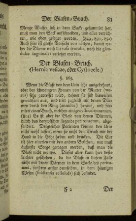 Der Blasen-Bruch. (Hernia vesicae, oder Cystocele.)