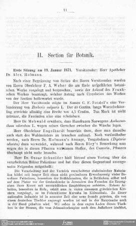 II. Section für Botanik