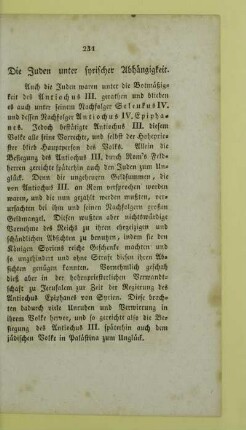 Die Juden unter syrischer Abhaengigkeit