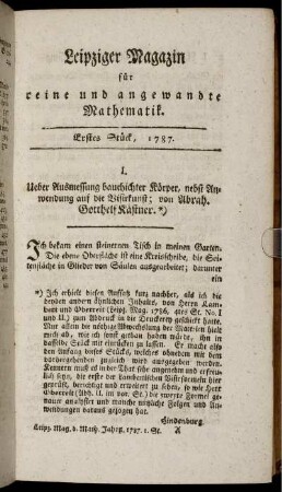 Erstes Stück. 1787.
