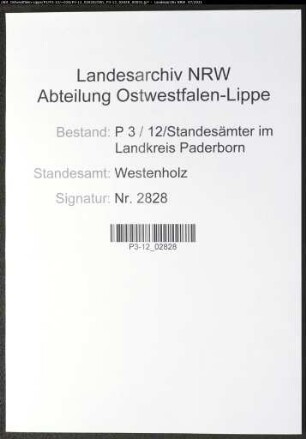Sterberegister Standesamt Westenholz
