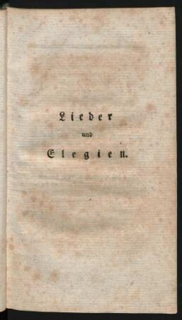 Lieder und Elegien