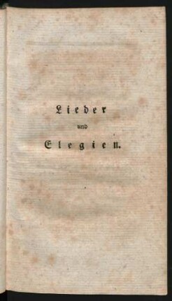 Lieder und Elegien