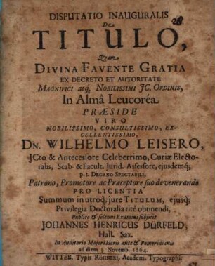 Disputatio inauguralis de titulo
