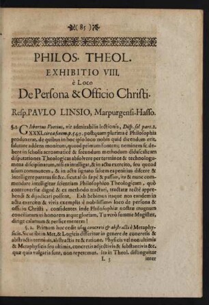 Philos. Theol. Exhibitio VIII.